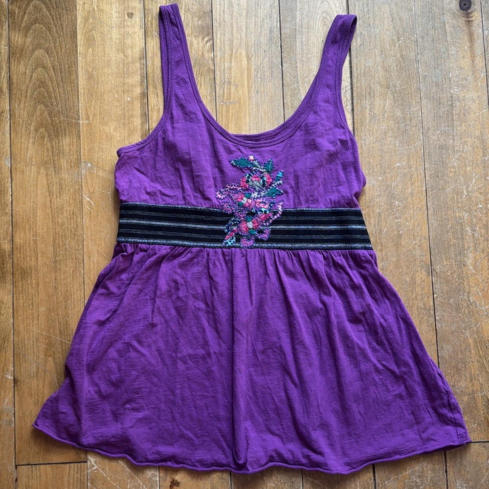 Purple Embroidered Women's Top